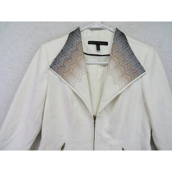White House Black Market Jacket Womens XS White Ombre Chevron Zip Pockets Lined - Picture 2 of 10